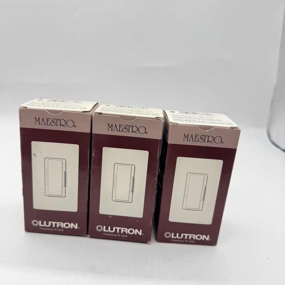 3 Lutron Maestro MALV-600-AL 600VA Magnetic Low Voltage Dimmer Almond